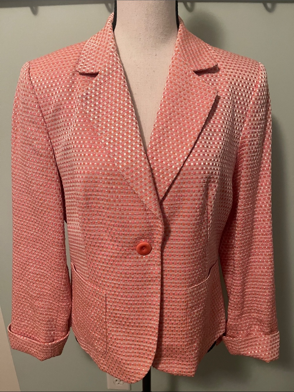 Talbots Pink Textured Blazer with Notch Lapel